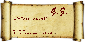 Géczy Zekő névjegykártya